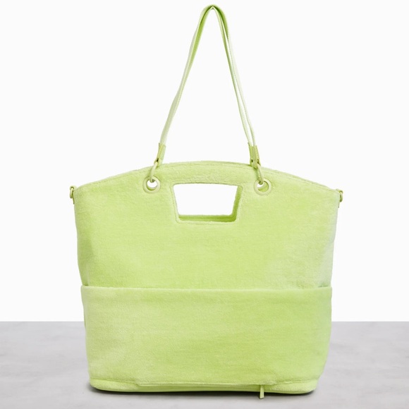NWT BEIS Terry Tote in Citron Neon Green NEW! - Picture 6 of 7